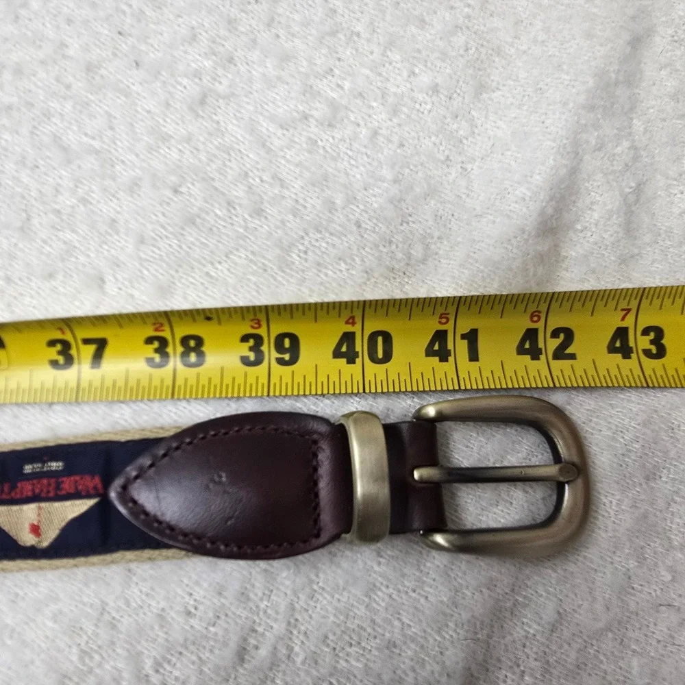 YRI‎ Belt Mens 36 Navy Wade Hampton Golf Club Leather Canvas Made in USA